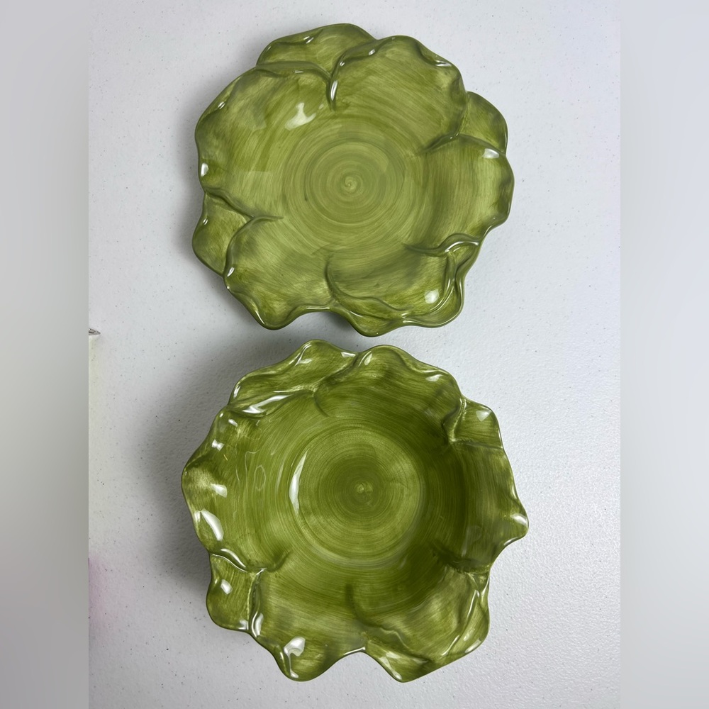 Roscher & Co Antique Leaf Collection Salad Plate Soup Cereal Bowl Green - Picture 3 of 9